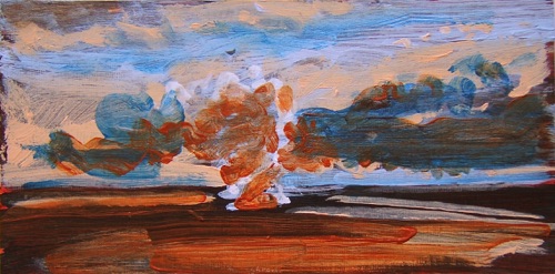 Halema'uma'u Crater III, 6" x 12", acrylic on paneled paper, 2012,  HVNP musum collection.